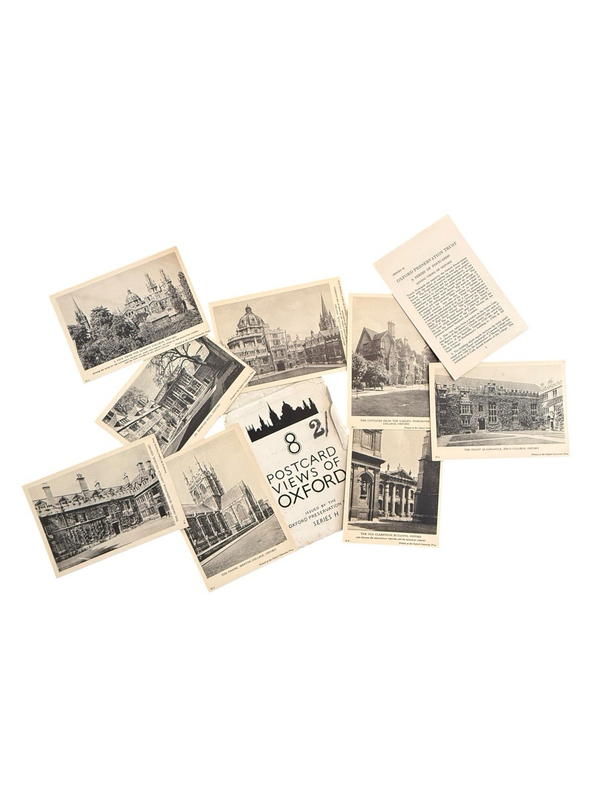 8 Postcard Views Of Oxford Series H Oxford Preservation Trust Unused VTG Rare