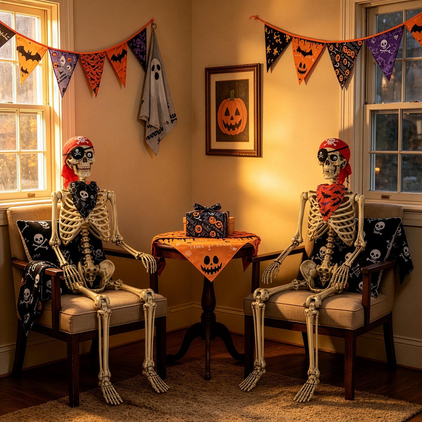Yescom 2Pcs Life Size Skeleton & Fall Dog Bandana 5.6Ft for Halloween Closeout