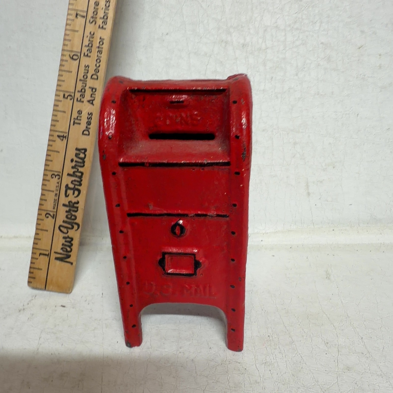 KILGORE Vintage Cast Iron US Mail Mailbox Still Coin Bank Red Small