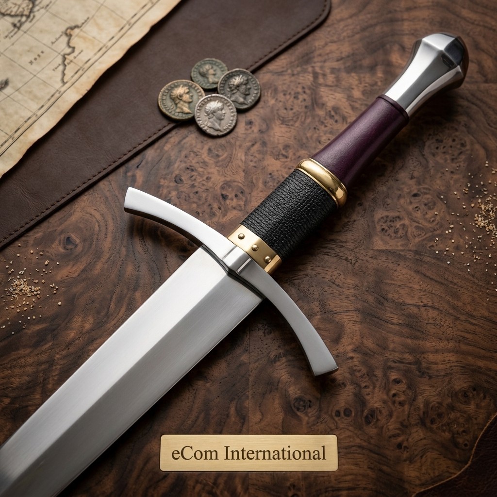 40 Inch Medieval Sword with Leather Wrapped Handle Wooden Scabbard Carbon Steel
