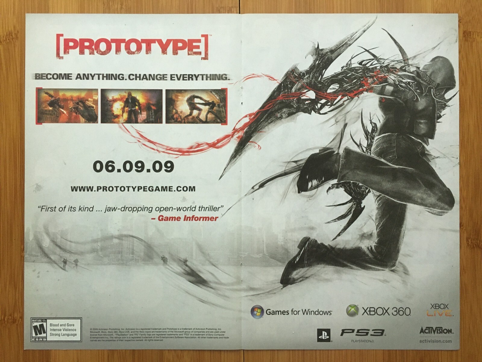 2009 Prototype Xbox 360 PS3 PC Print Ad/Poster Official Video Game Promo Art 00s