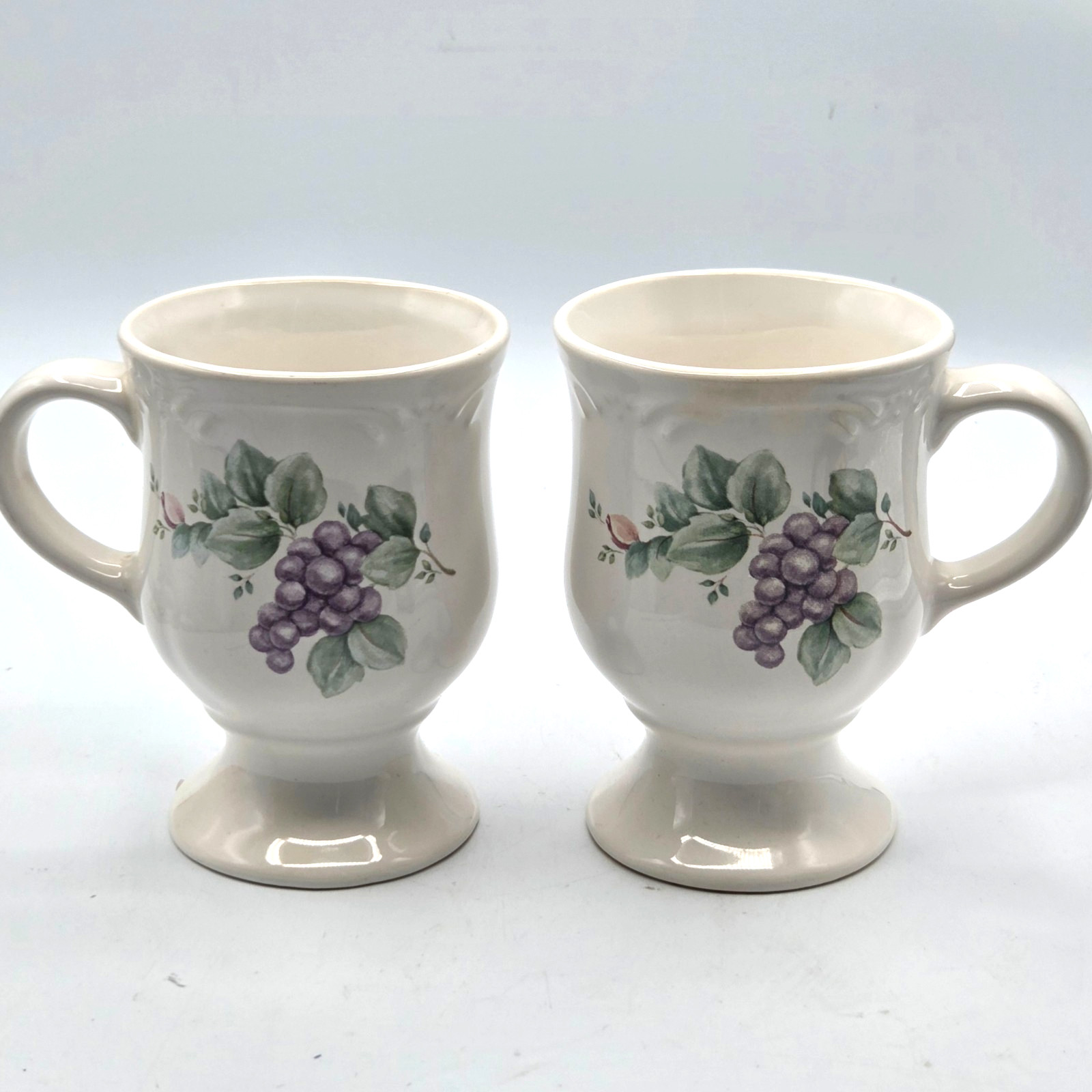 Vintage Pfalzgraff Grapevine Footed Pedestal Mug Cups Coffee Tea Lot of 2