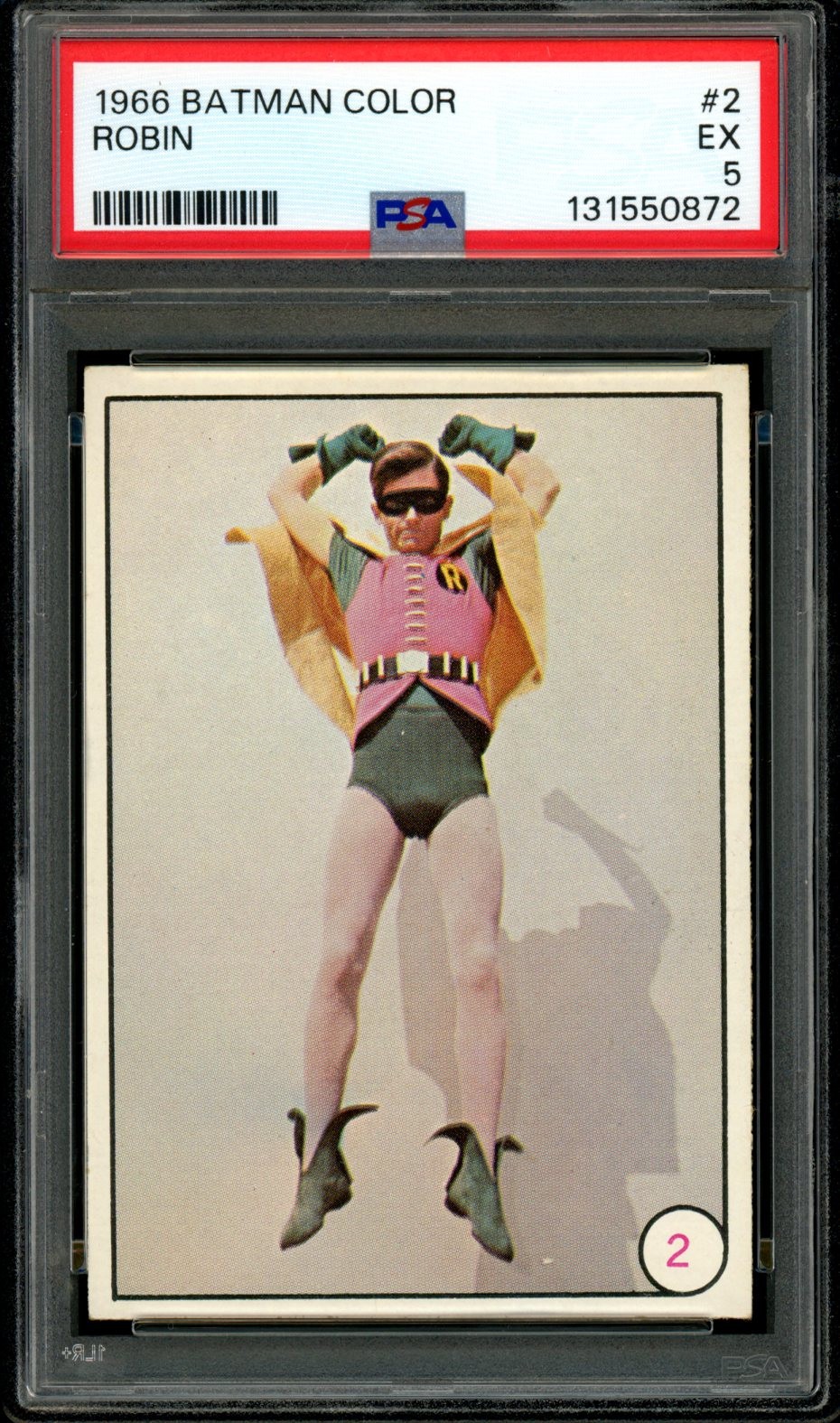 1966 TOPPS USA BATMAN COLOR #2 Robin Boy Wonder (Burt Ward) Rookie PSA 5 EX