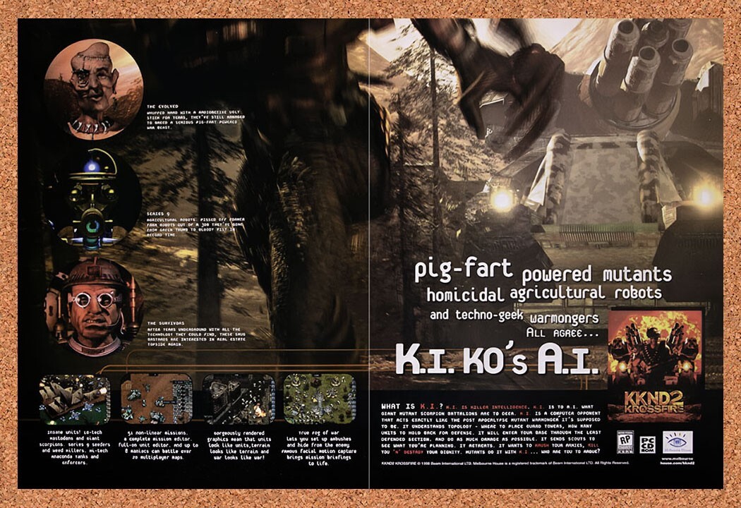 1997 KKND 2 Krossfire PC Original Advertisement / Retro Wall Art v2