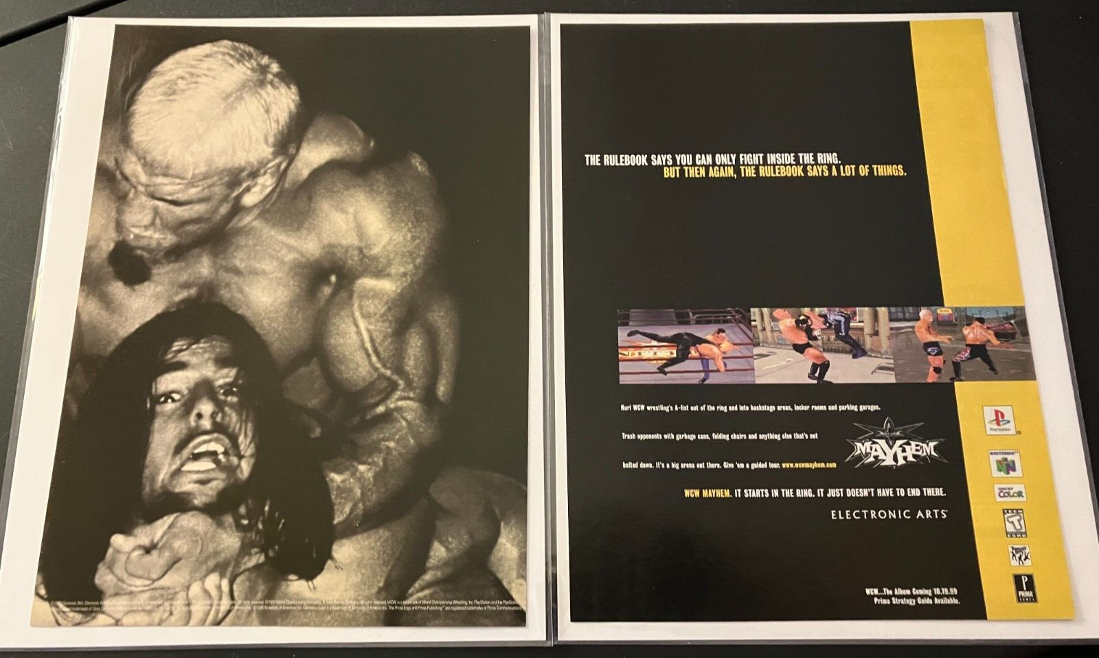 WCW Mayhem - Vintage 2-Page Wrestling & Gaming Print Ad / Poster / Wall Art MINT