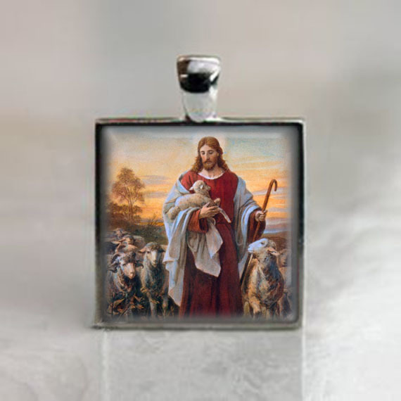 The Good Shepherd and His Sheep Religious Catholic Medal Jesus Christ Pendant