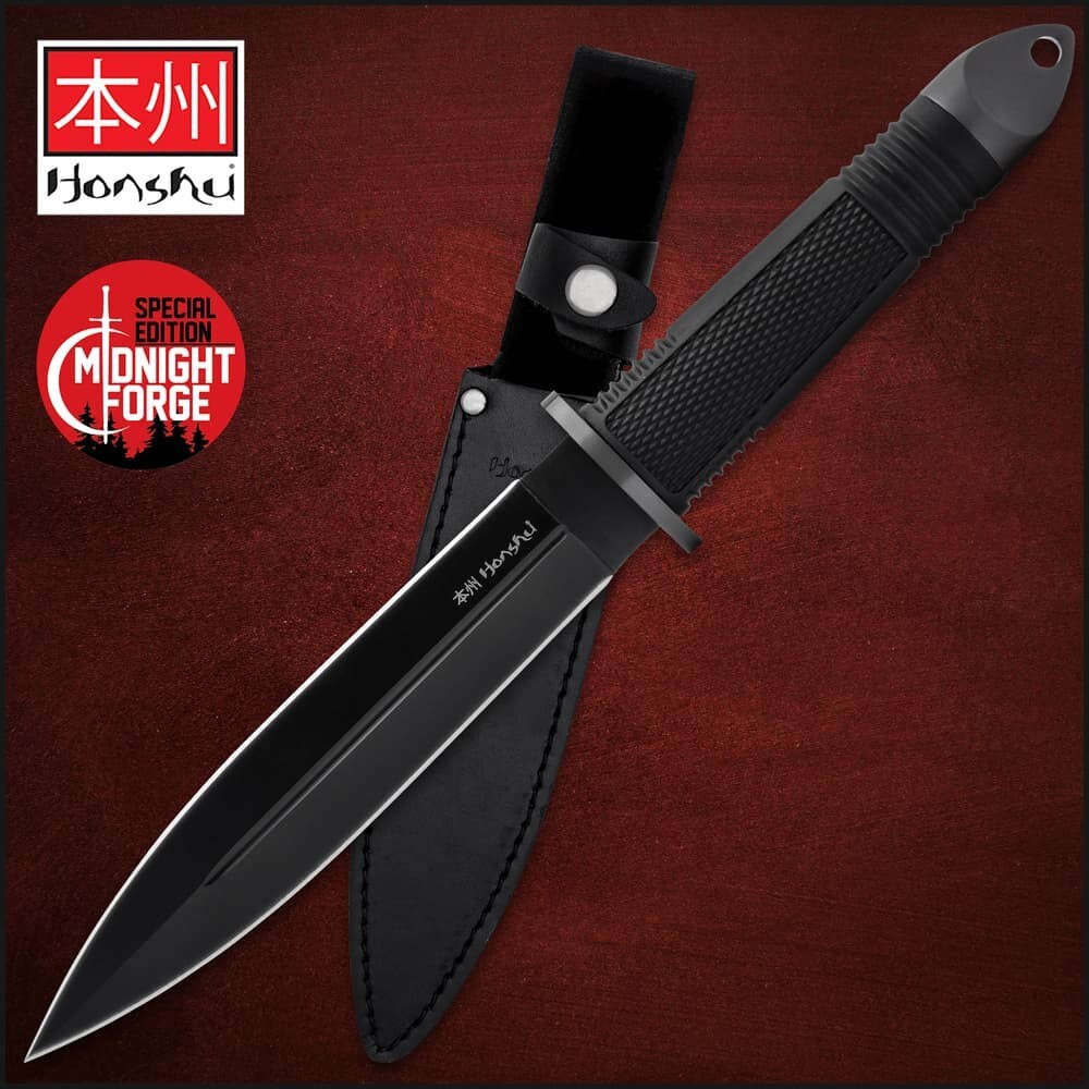 Honshu Fighter Black Dual Edge Dagger Combat Knife Fixed Blade Full Tang UC2630B