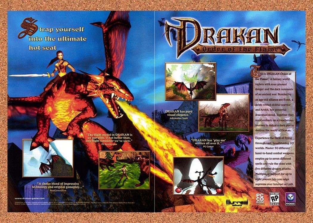 1998 Drakan Order Of The Flame PC Original Advertisement / Retro Promo v4