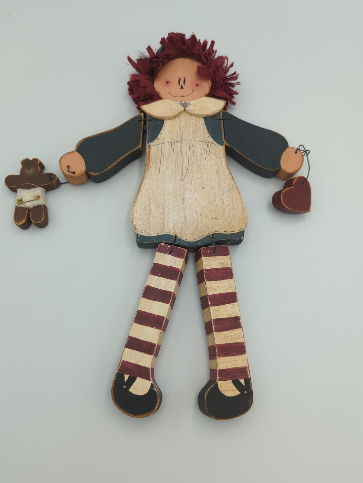 VTG Primitive Americana Jointed Standing Doll Shelf Sitter Folk Art Figure