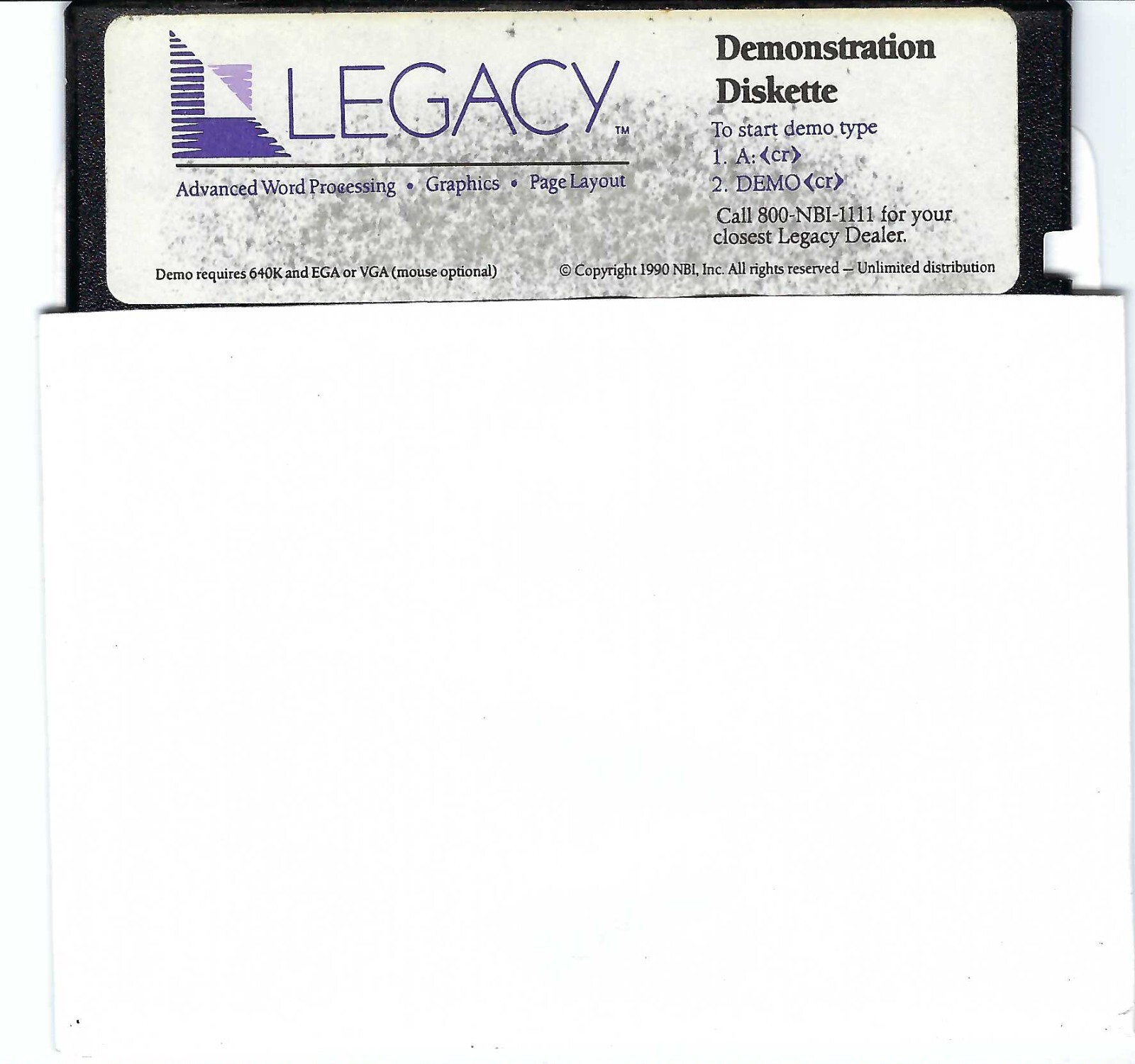 ITHistory SOFTWARE IBM (1990)  NBI LEGACY Demo    5.25\