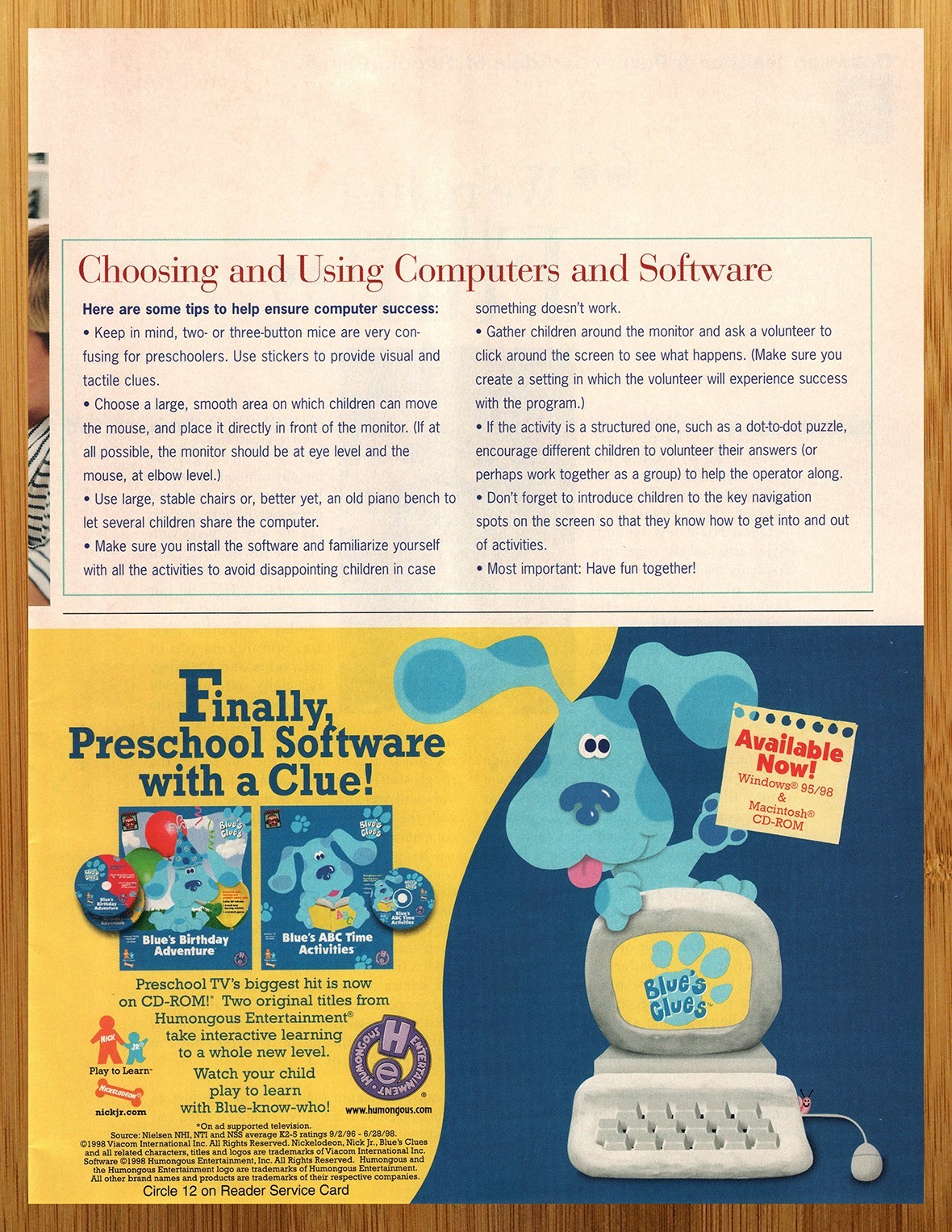 2004 Blue's Clues CD-ROM Print Ad/Poster Nickelodeon PC Computer Software Art