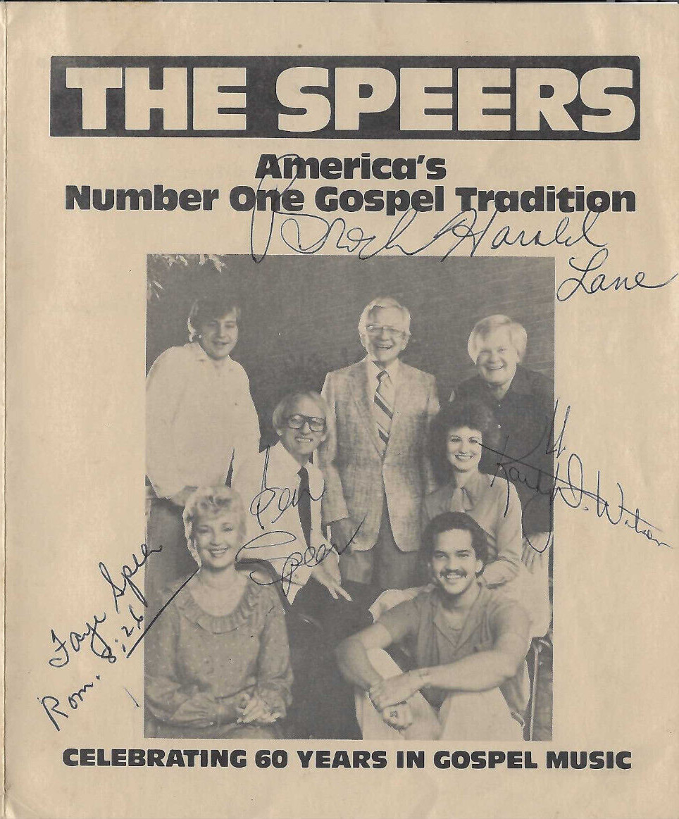 VINTAGE 1983 'THE SPEERS' SIGNED PROGRAM AMERICA'S NUMBER ONE GOSPEL TRADITION