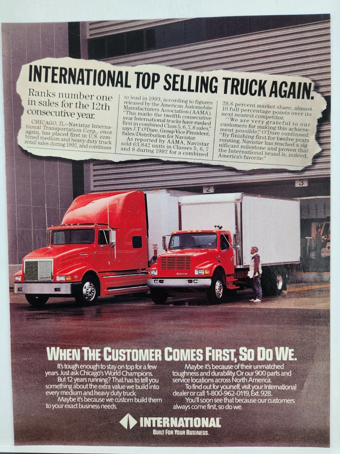 1993 International Truck Navistar Chicago Bulls World Champions Print Ad