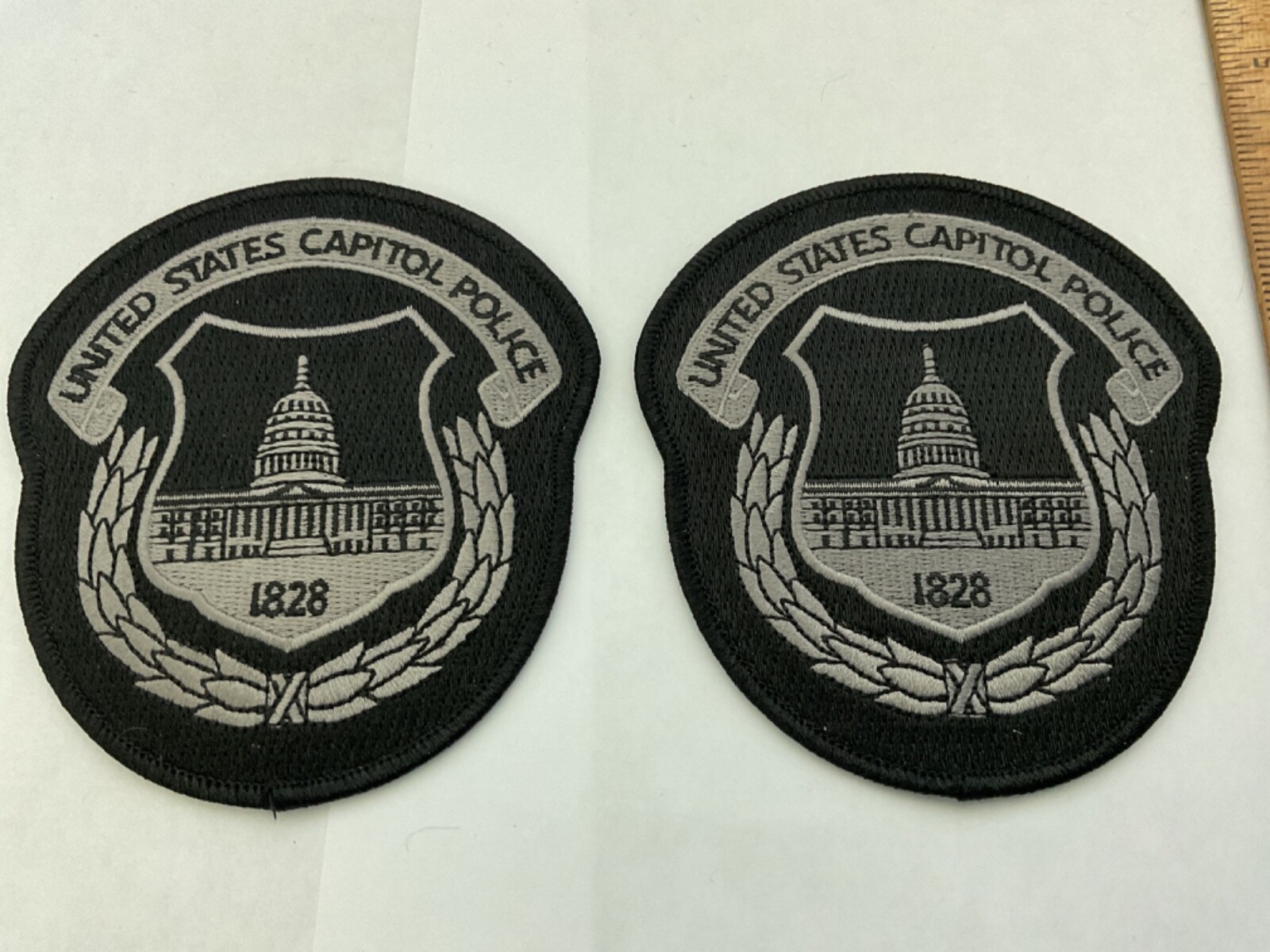UNITED STATES CAPITAL 1828 POLICE COLLECTORS PATCH SUBDUED SET FULL SIZE NEW