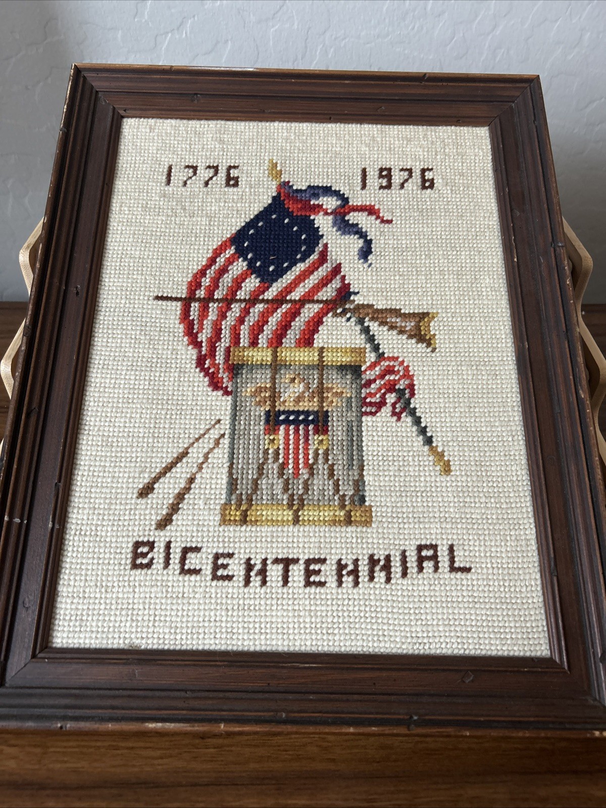 Vintage 1776 1976 Bicentennial Needlepoint, Pristine Condition - show your pride