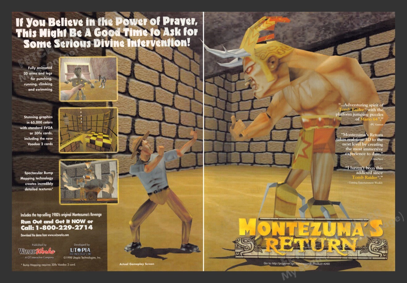 1998 Montezuma's Return Video Game Print Advertisement (2 pgs)
