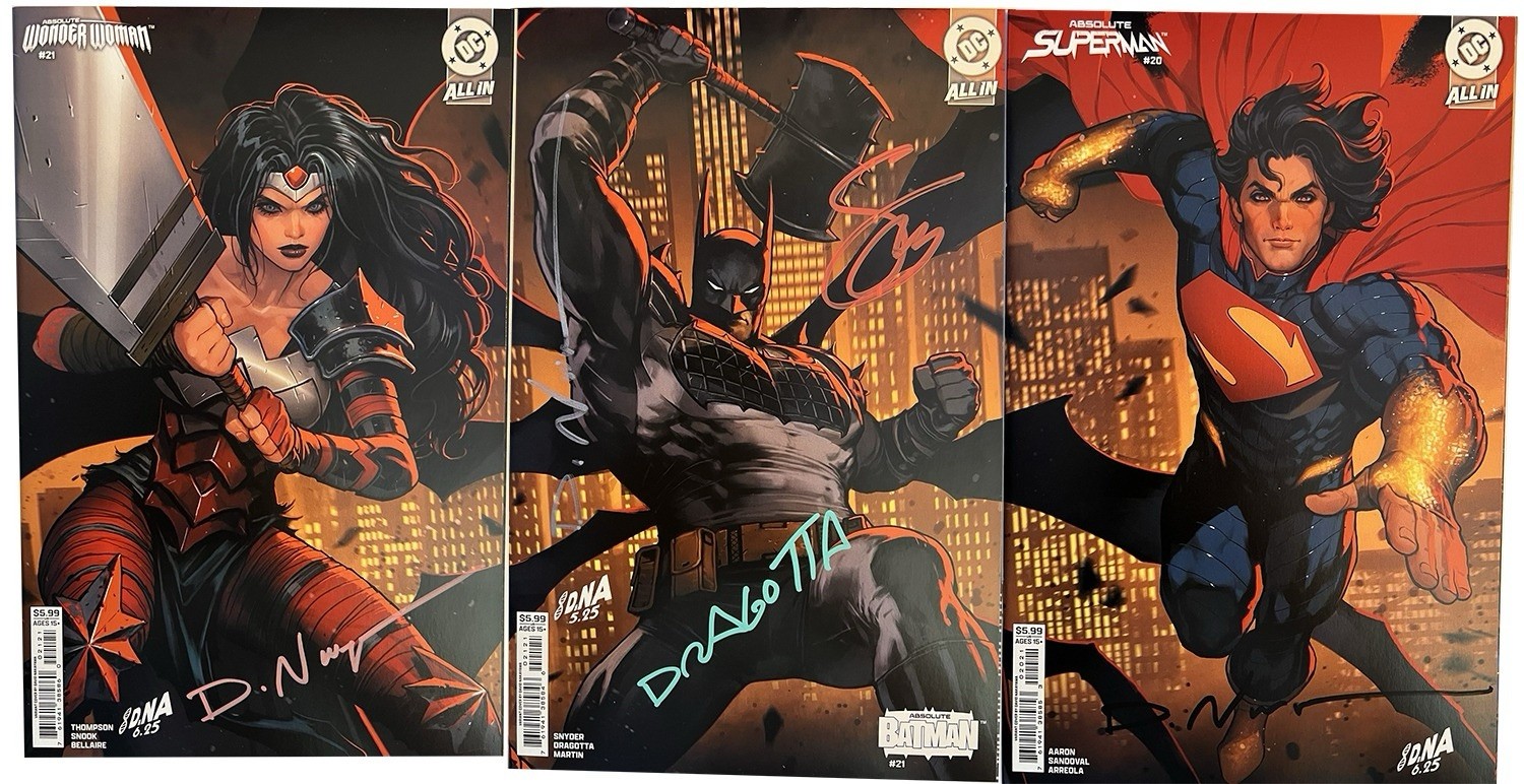 ALL 3 Signed Connecting Covers Absolute Batman 21 Wonder Woman Superman