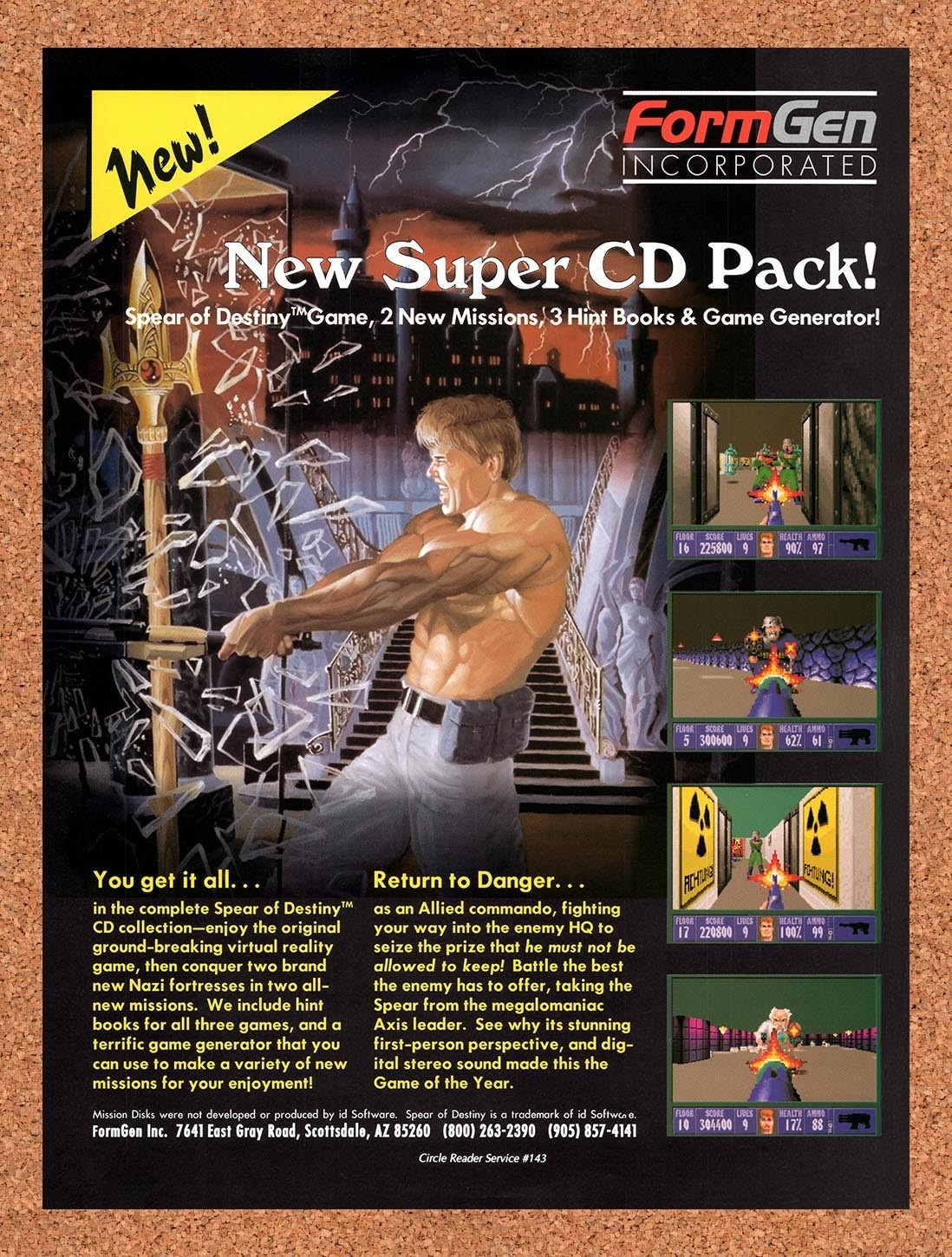 1993 Wolfenstein 3D Spear Of Destiny Super CD Pack Original Ad / Retro Promo v2