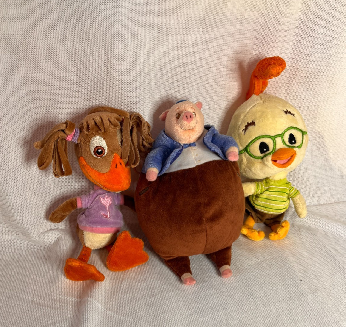 RARE 8” Plushies- Disney Store Chicken Little, Abby, Runt of the Litter LOT of 3
