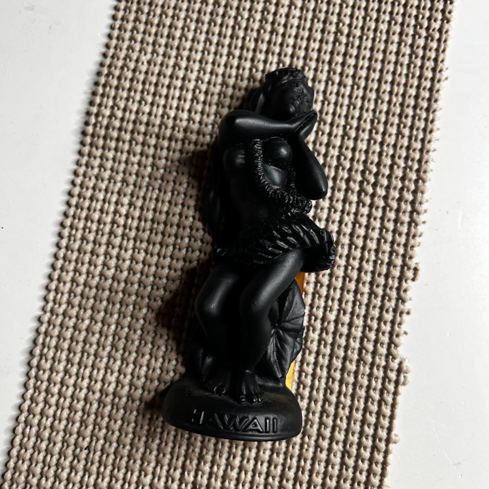 Vintage HIP Original Hawaiian Hula Dancer Figurine Black Volcanic Lava Hawaii