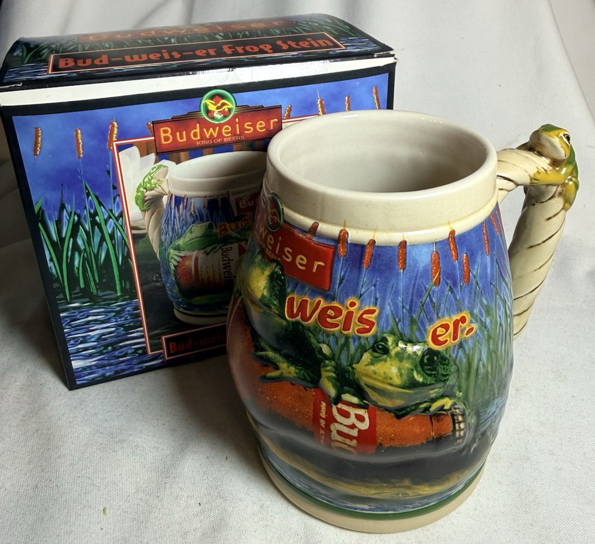 Anheuser Busch 1996 Budweiser Frog Stein NIB New, Bud-weis-er, Ceramarte