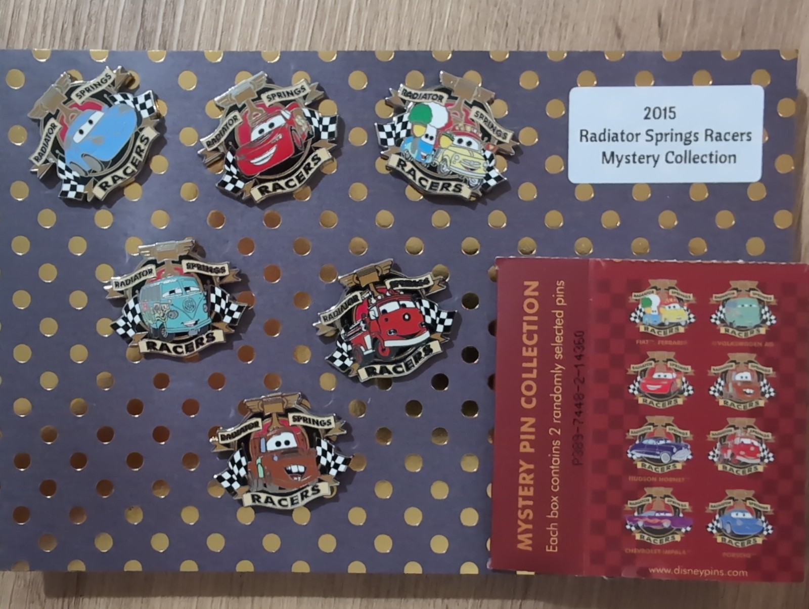 DLR 6 Cars Radiator Springs Racers Pixar Mystery Disney Pin 2015 Lightning Mater
