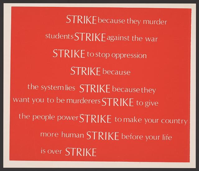 Photo:United States 1970s Students Strike Against War Protest Poster
