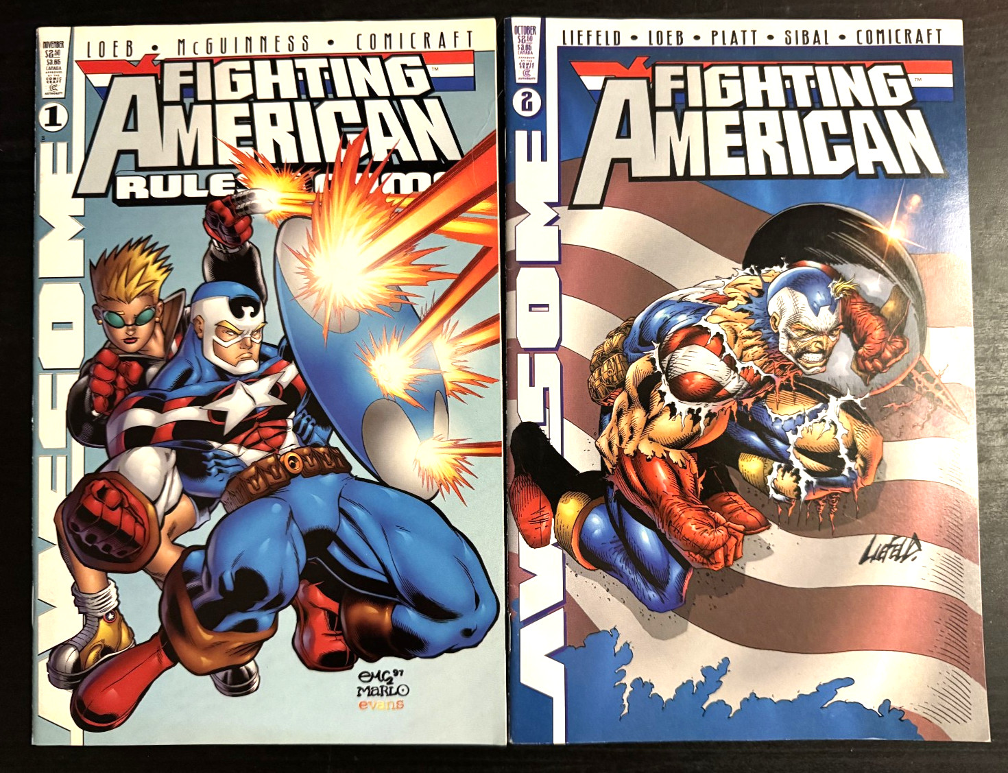 Fighting American #1 2 AWESOME COMICS Rob Liefeld Stephen Platt Art