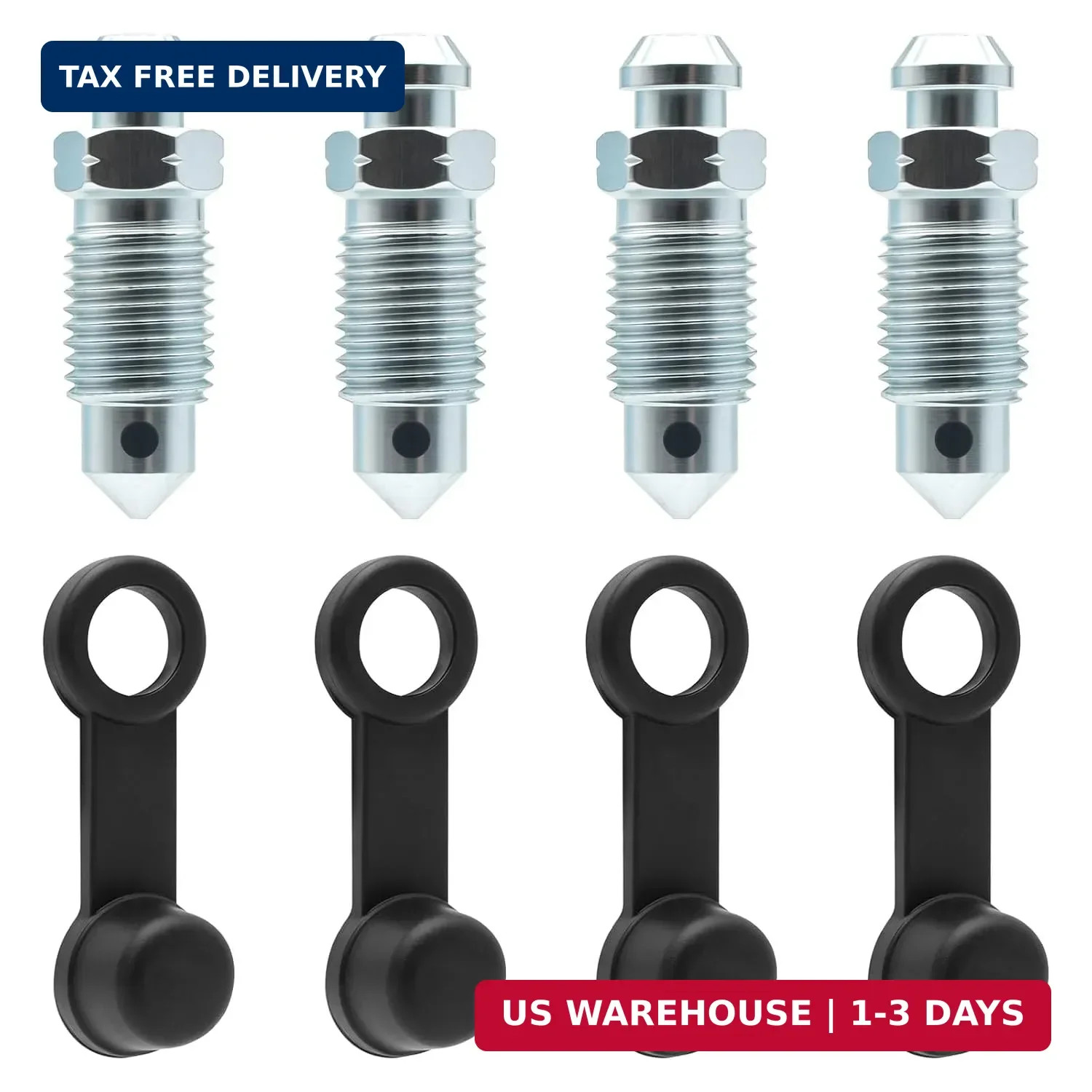 4 PCS Brake Bleeder Screw, 3/8-24 × 1-3/16 Brake Caliper Bleeder Screw with Grea