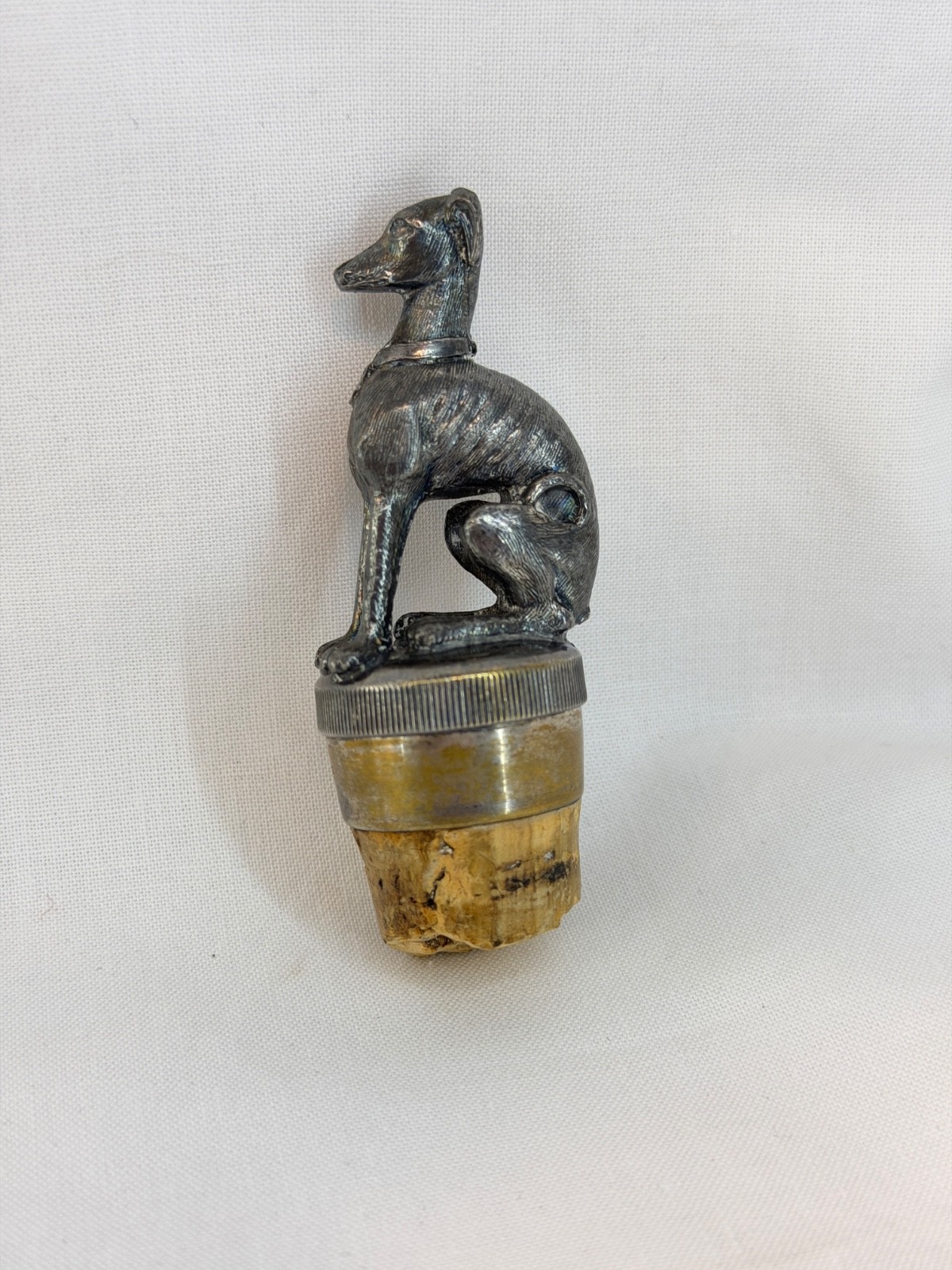 Antique Bottle Stopper / Topper Pat. Jan 5 1869 - Whippet / Greyhound / Dog