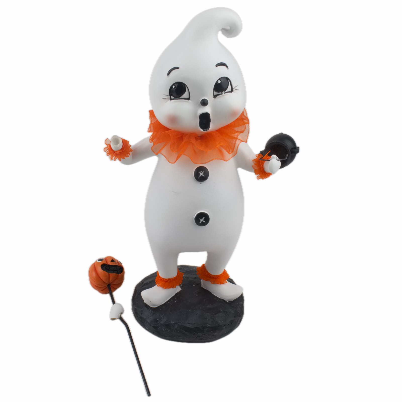Ghoulish Marching Circus Ghost Halloween Figure Decor White Orange DAMAGED