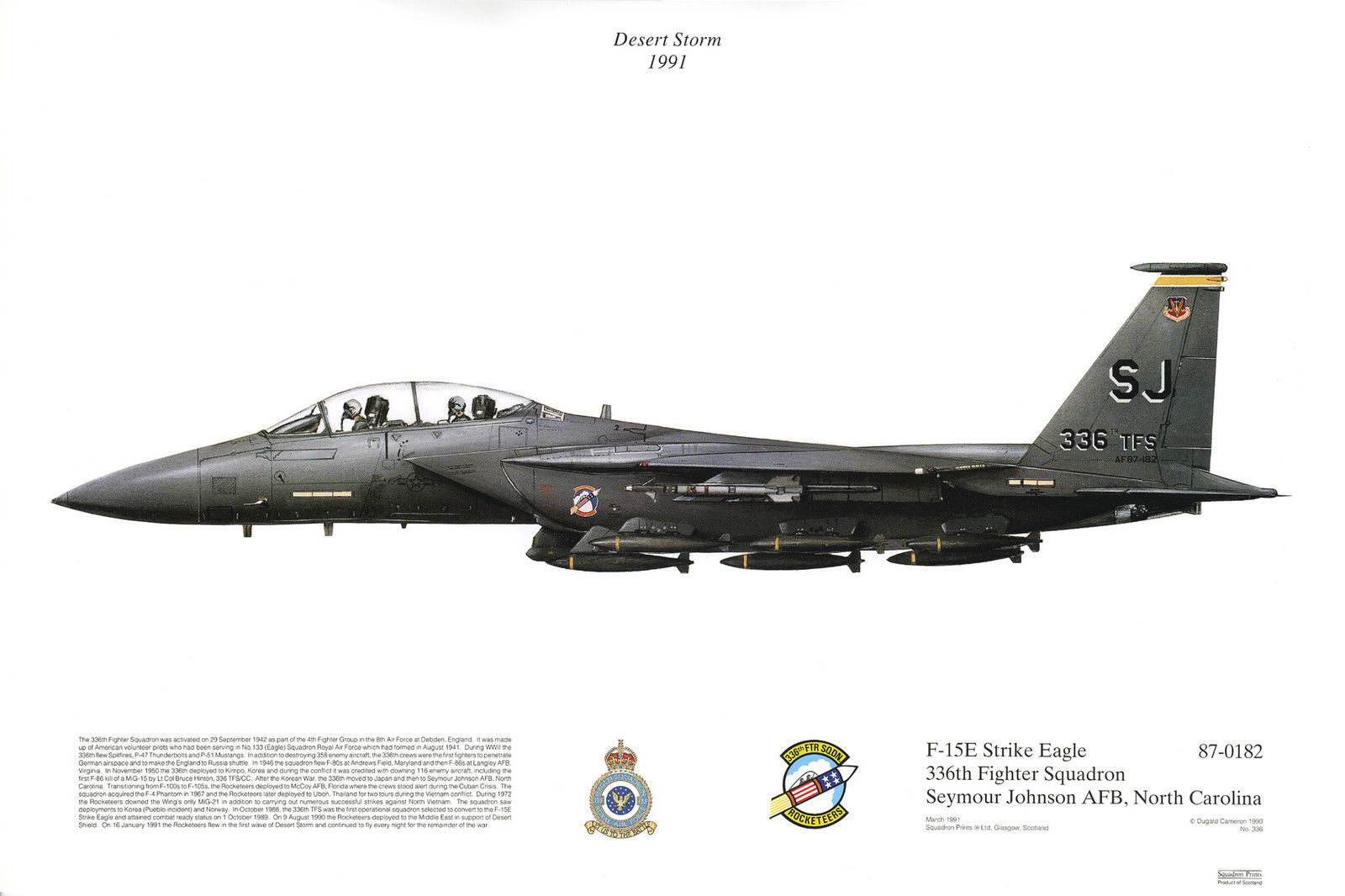 Squadron Print 336 F15E Strike Eagle 336TFS USAF Seymour-Johnson Aviation Art