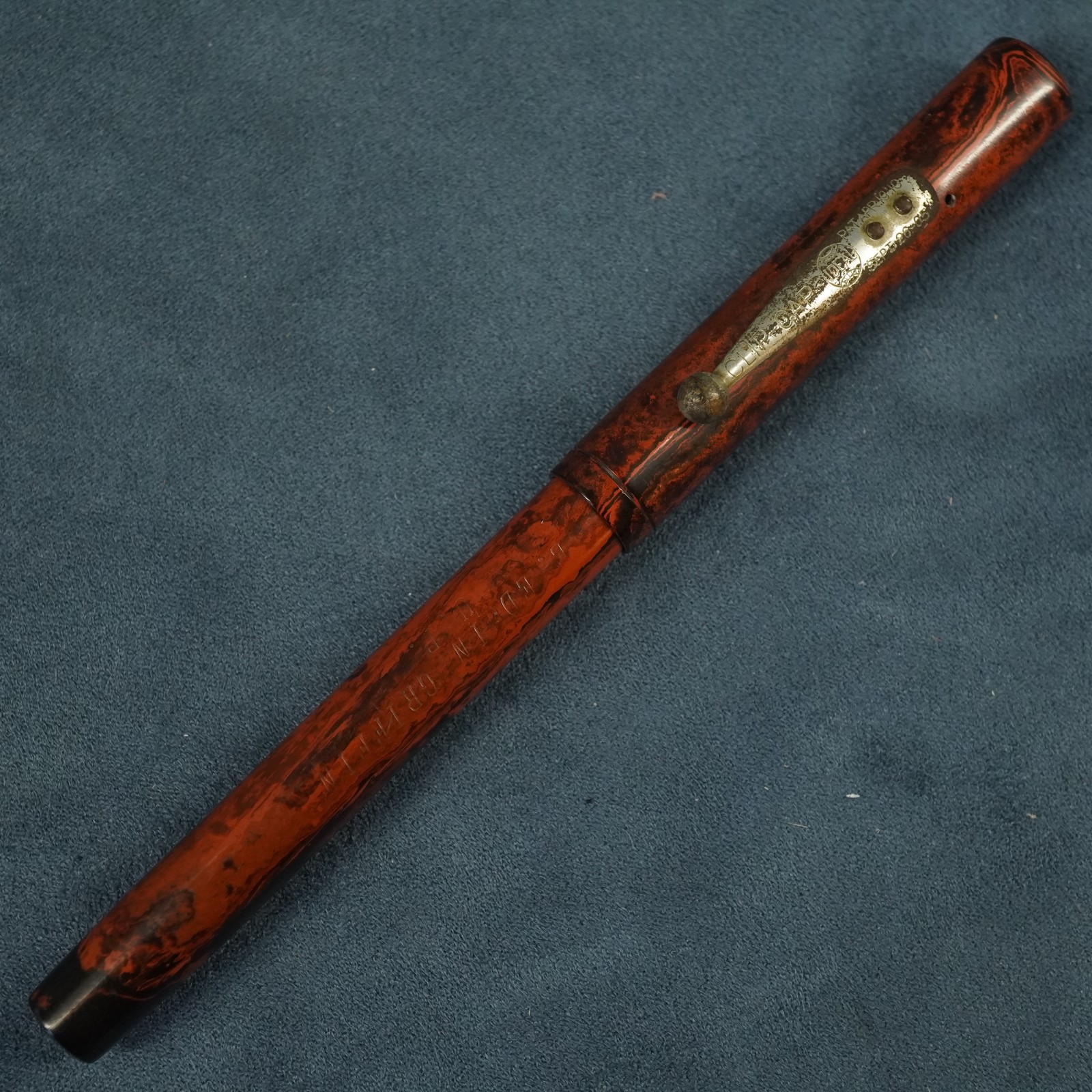 Vintage Waterman's Ideal Clip-Cap Fountain Pen, Wood Grain, Inscribed