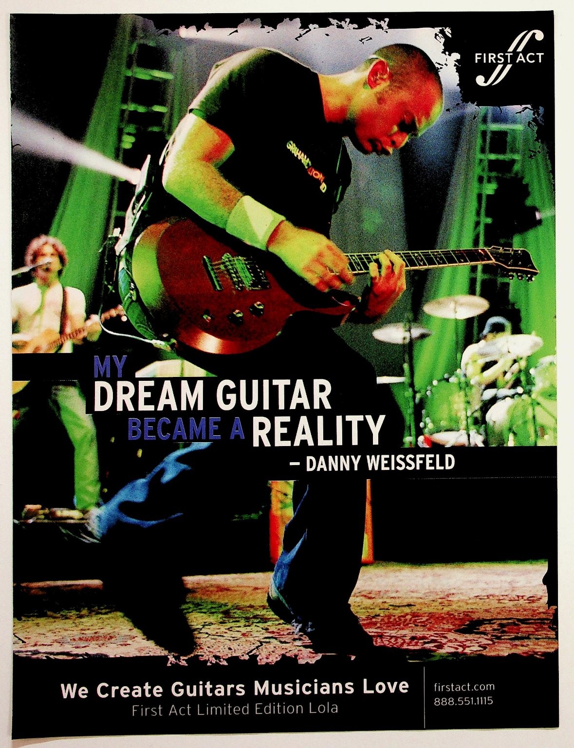 First Act Danny Weissfeld Guitar Print Ad Lola Model Musician Endorsement