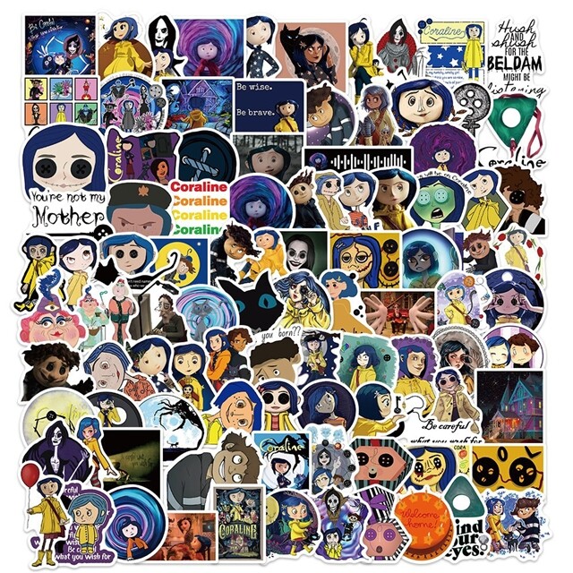 10 pcs Coraline Stickers Water Resistant Great for Laptops Skateboard Journals 