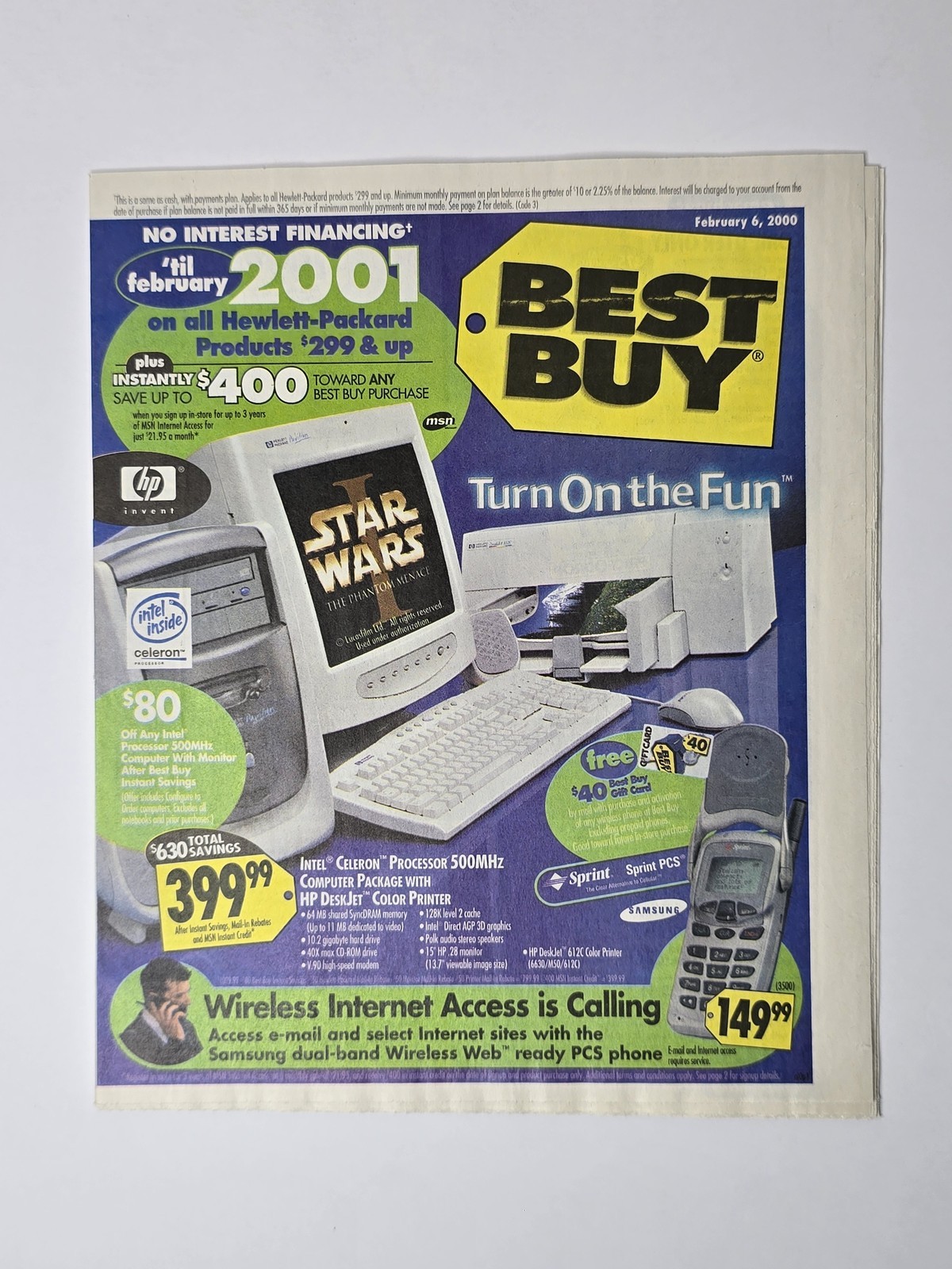 Best Buy Feb 2000 Star Wars Sega Dreamcast Sony PlayStation Newspaper Circular