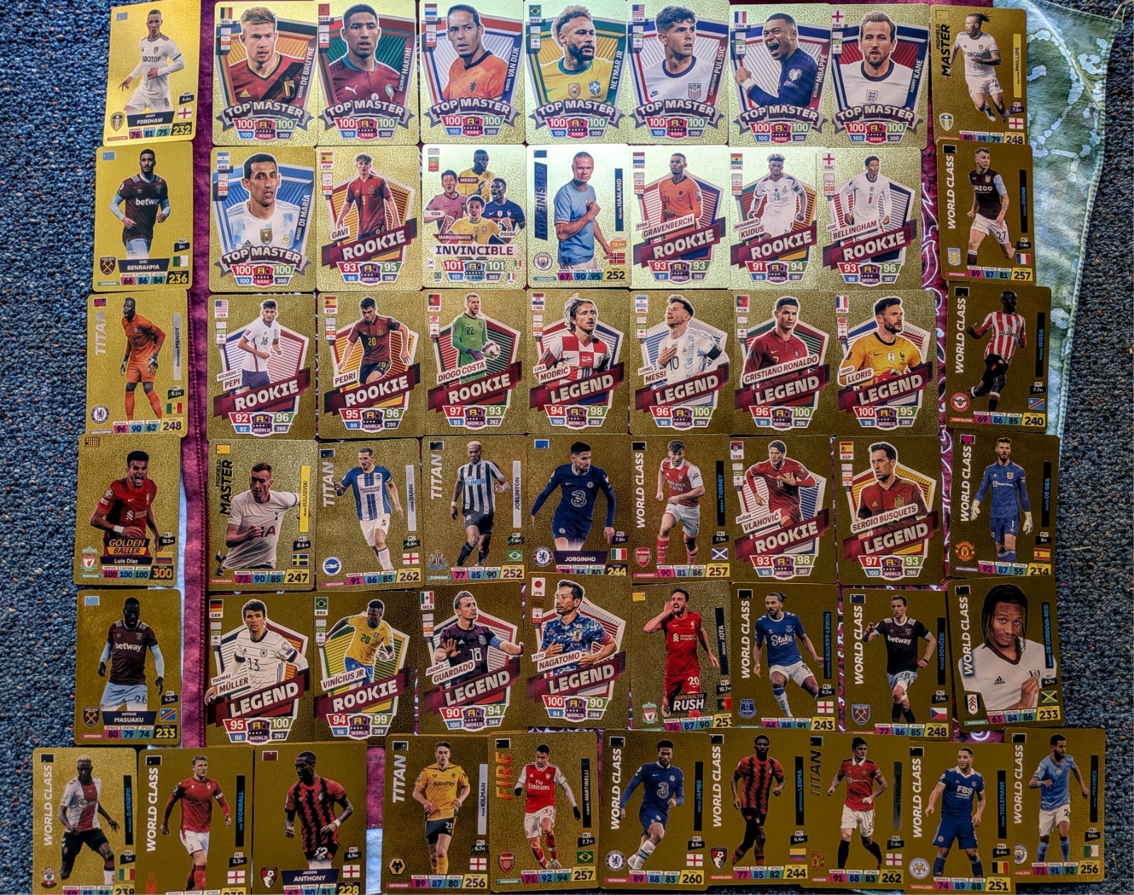 55 pc World Football Stars Player Card Set  Gold Foil edition  Collectable Cards