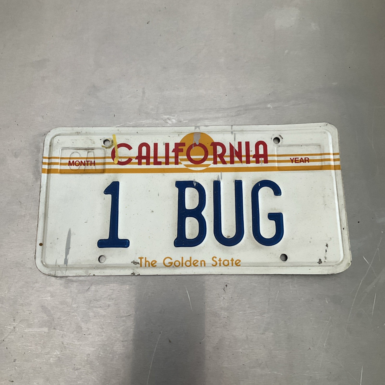 Vintage California Vanity License Plate 1 BUG Golden State VW Beetle 1980s