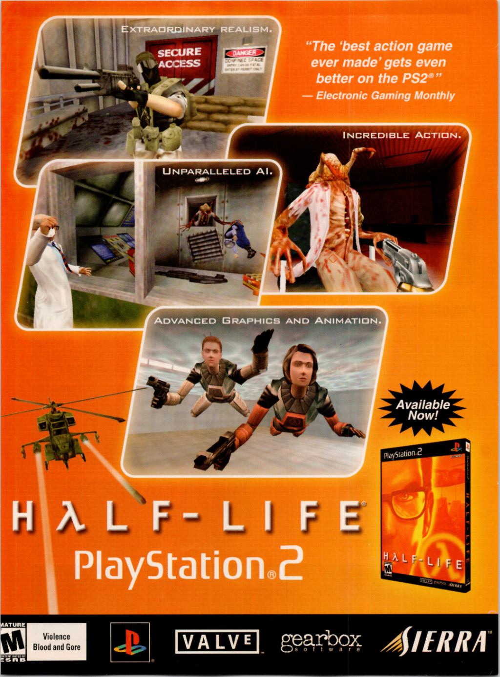 Half-Life PlayStation 2 PS2 Vintage Video Game Magazine Ad Print 2001