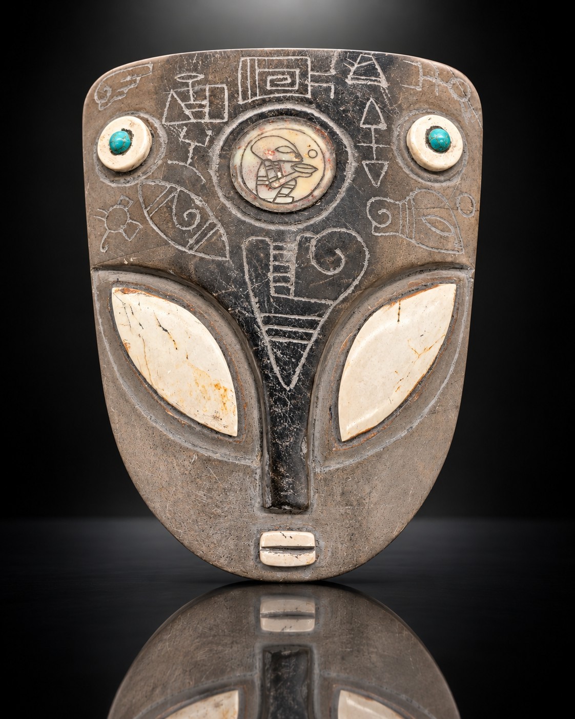 Ojuelos Illuminated Third-Eye Mask Multi-Inlay Cosmic Ceremony Artifact Mystery