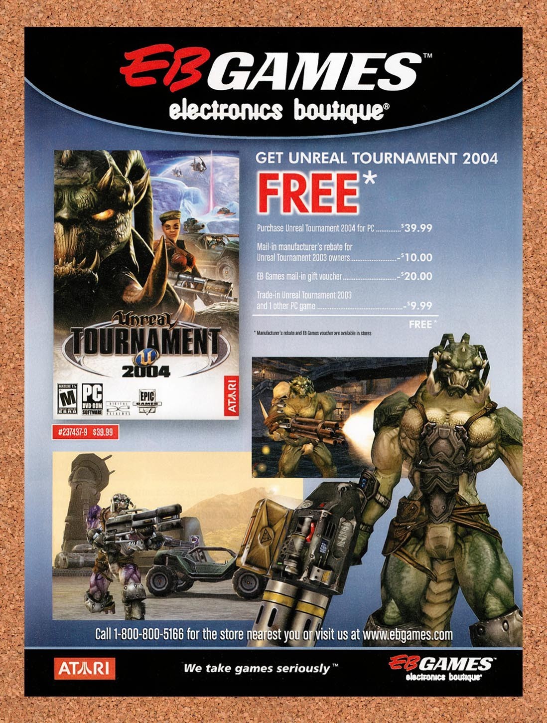 2004 Unreal Tournament 2004 EB Games Original Advertisement / Retro Promo v6