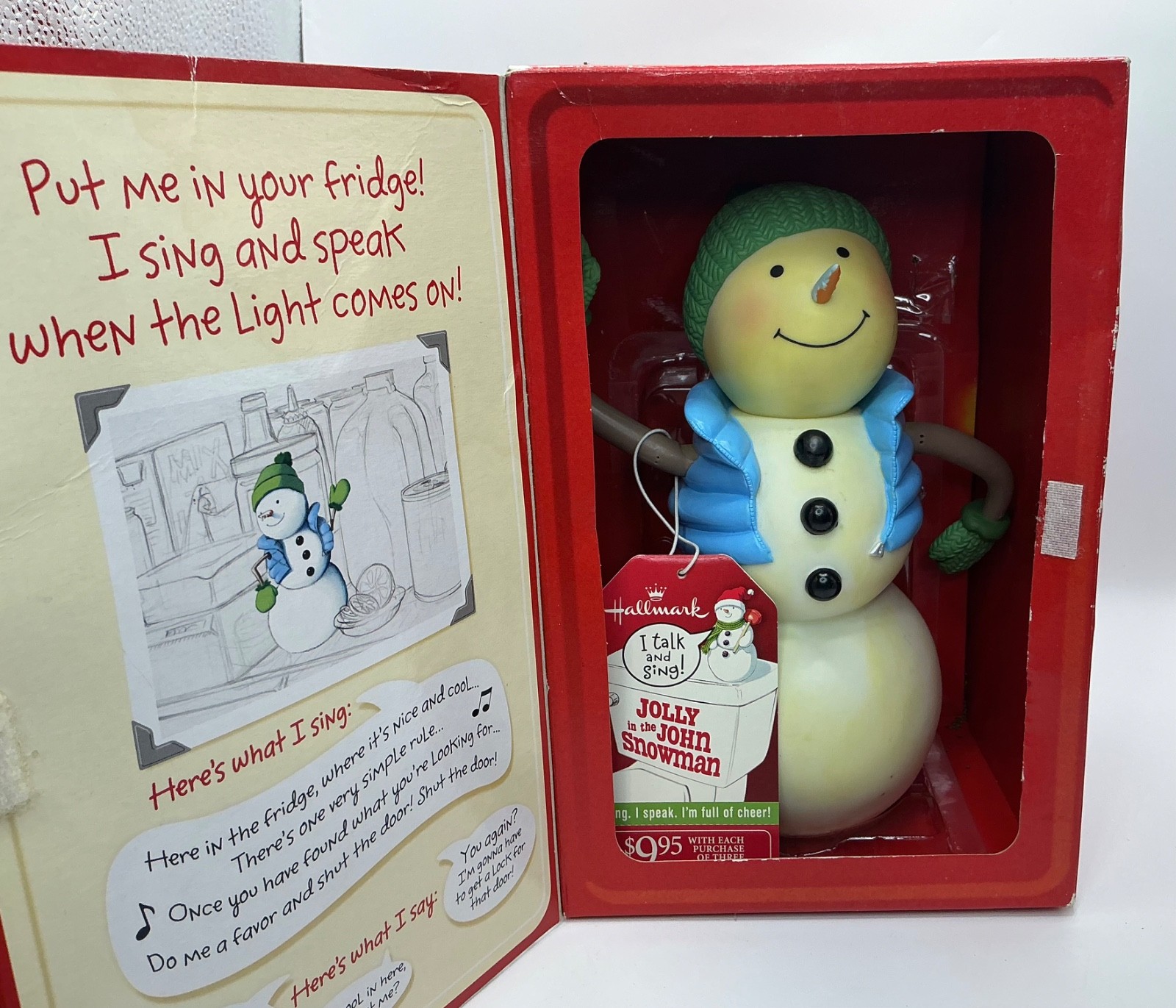 Hallmark Fun in Fridge Talking Snowman, Light Activated, Tested Works XMAS 2009