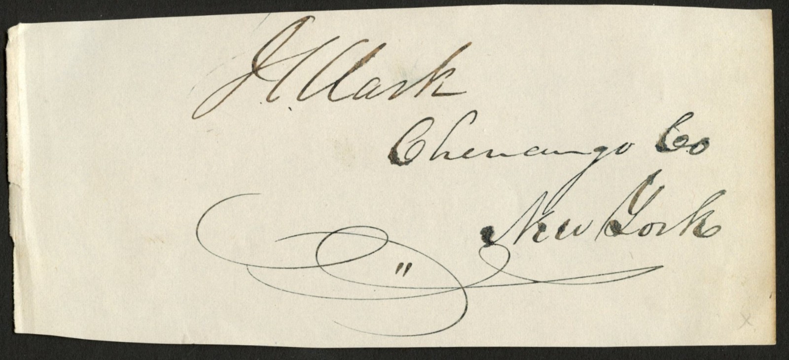 John Chamberlain Clark d1852 signed autograph 3x5 cut US Representative NY ^