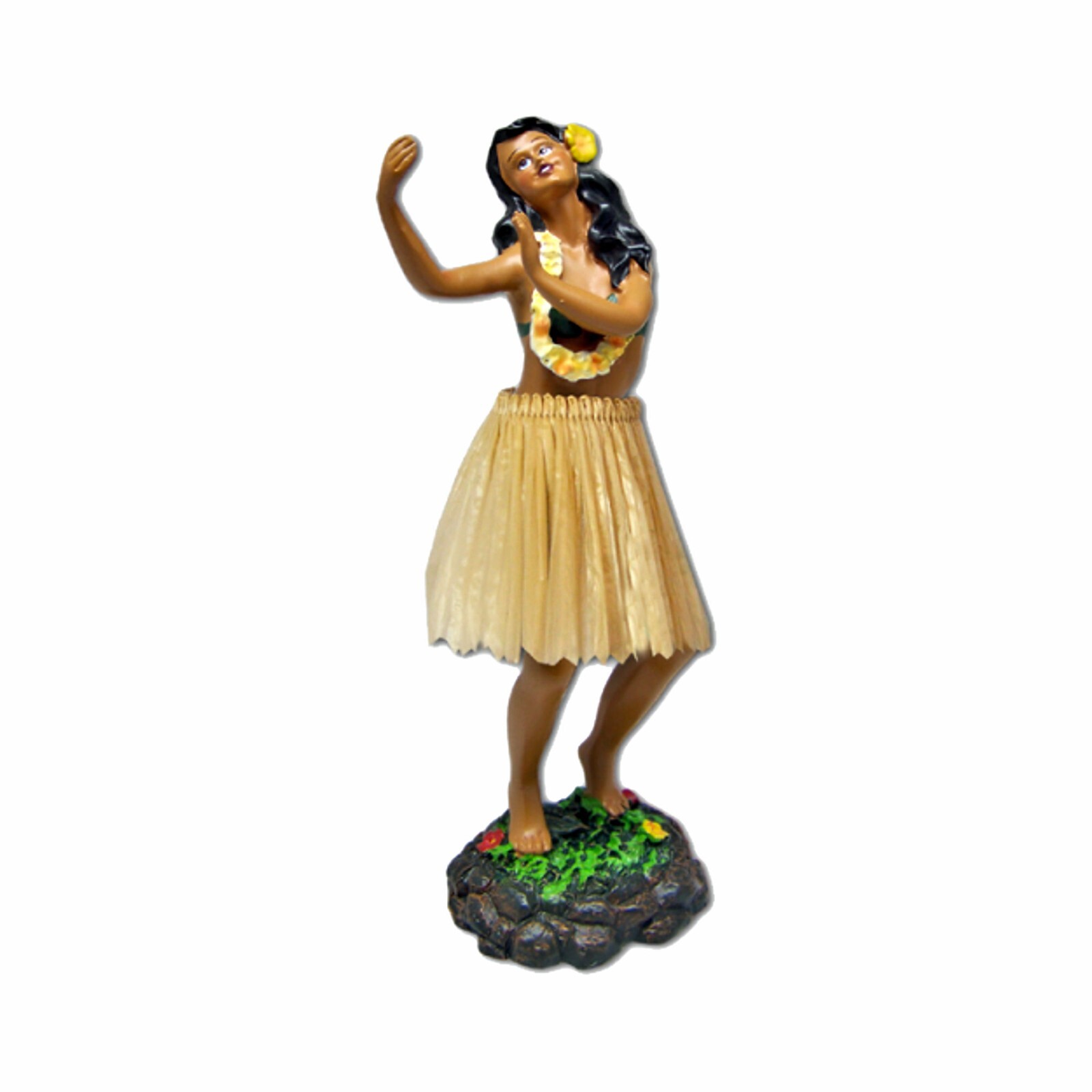 Hawaiian Leilani Hula Girl Dance Pose Brown Skirt Dashboard Doll Maui, Hawaii