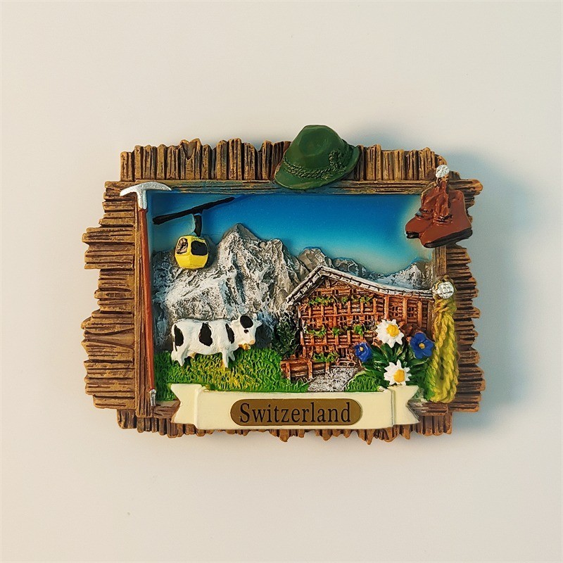 Switzerland Jungfrau in the Alps Tourist Souvenir 3D Resin Fridge Magnet Craft