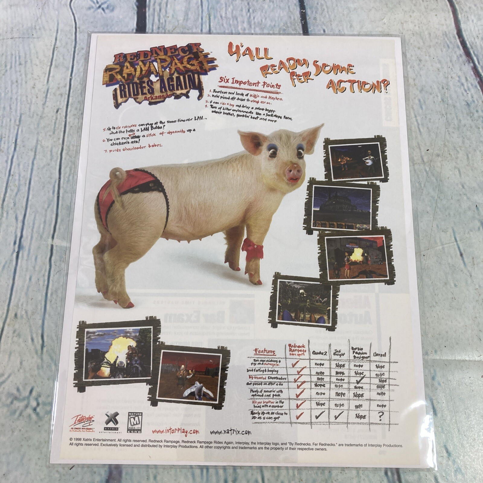 1998 Redneck Rampage Video Game Vintage Print Ad/Poster Promo Art Magazine Page