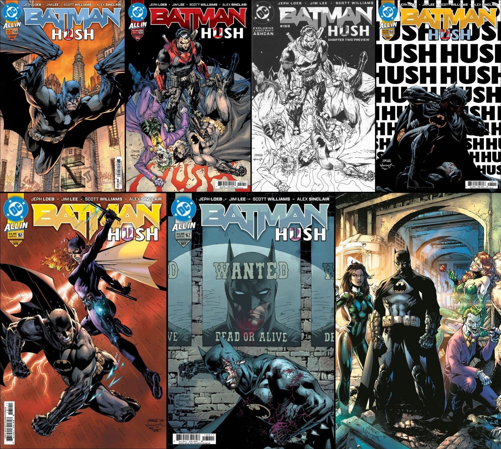 Batman HUSH 2 COMPLETE All A variant 7 book set 158 THRU 163 JIM LEE Fast Ship