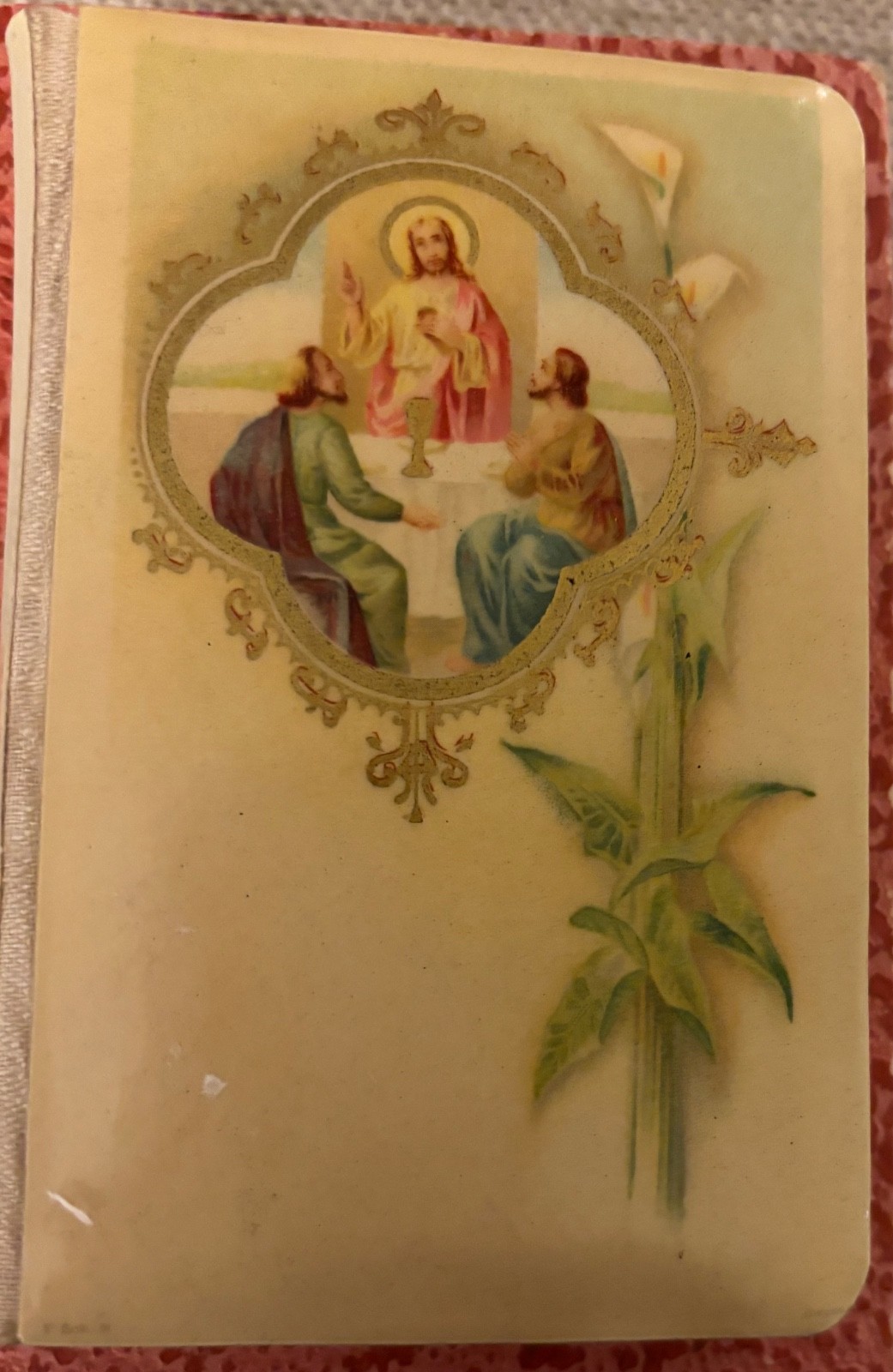Vintage 1922 Antique Celluloid 1st Communion Prayer Book W/ Crucifix
