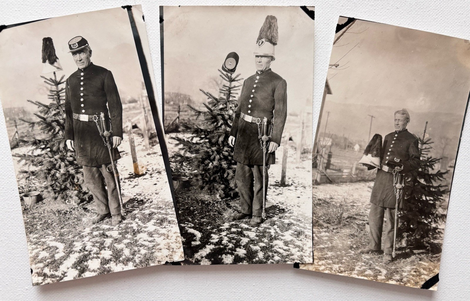 Great Antique Snapshot Photo Lot Older Man Posing In His Civil War Era Uniform