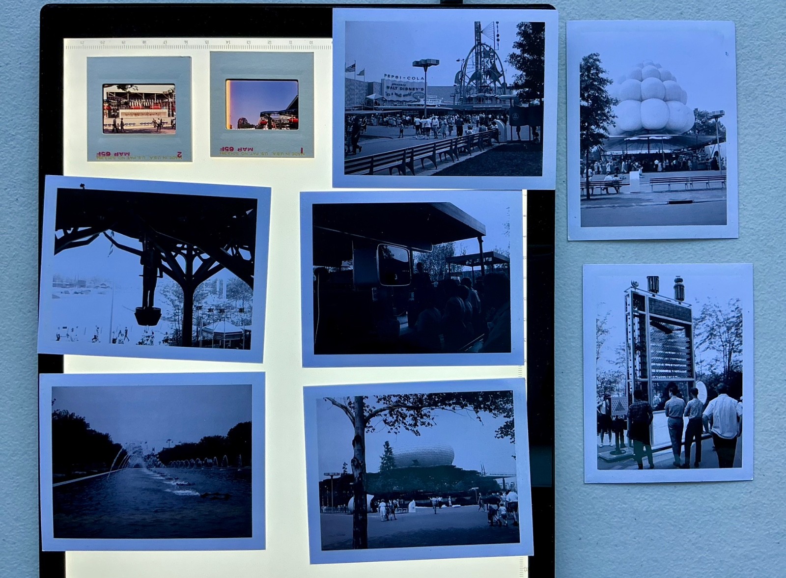 Rare 1964 World's Fair 7 Photos & 2 Slides Disneyland It's a Small World Exhibit